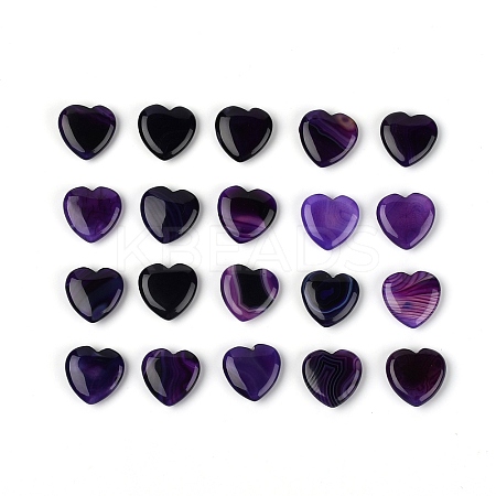 Dyed Natural Striped Agate Heart Palm Stone LS-G-WH0008-12-1