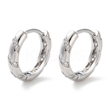Brass Micro Pave Clear Cubic Zirconia Hoop Earrings EJEW-C121-01P-1