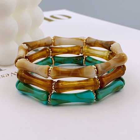 Acrylic Bamboo Joint Beaded Bracelets for Women FS-WG26A21-25-1
