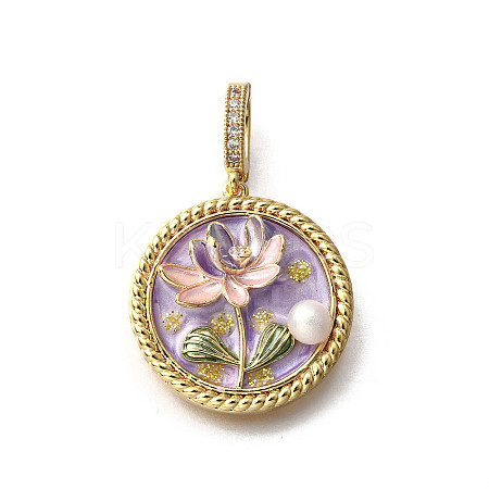Brass Micro Pave Cubic Zirconia & Enamel Pendants KK-R222-11G-04-1