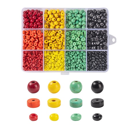 240Pcs Round & Flat Round Synthetic Turquoise Beads and 4 Styles Glass Seed Beads DIY-LS0003-09-1
