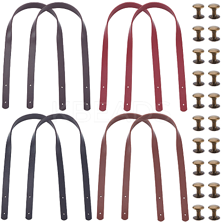8 Bags 4 Colors PU Leather Bag Handles FIND-CL0001-50B-1