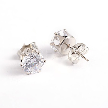 Cubic Zirconia Stud Earrings EJEW-O041-01-1