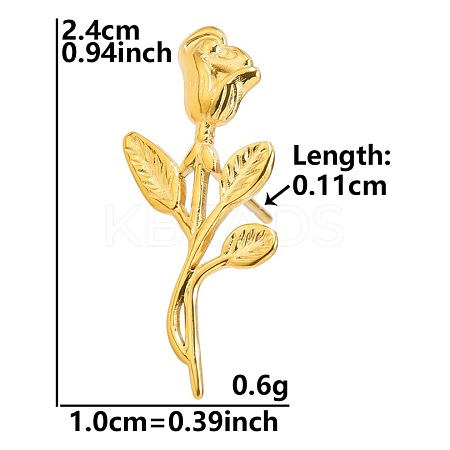 Fashion Leaf 304 Stainless Steel Stud Earrings for Women VG1798-2-1