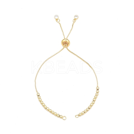 Brass Box Chains Slider Bracelet Making with Clear Cubic Zirconia Tiny Charms BJEW-N021-03-1