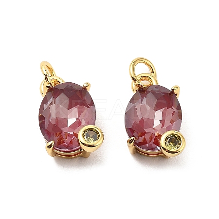 Oval Brass Micro Pave Cubic Zirconia Pendants KK-L237-020G-02-1