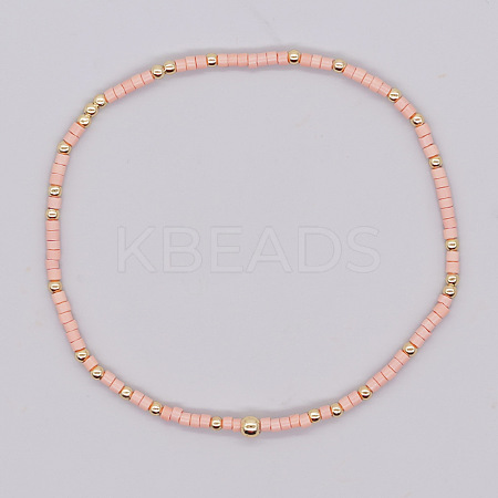 Bohemian Style Rainbow Glass & Brass Beaded Handmade Fashion Women's Bracelet QD2599-8-1