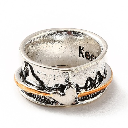 Rotatable Mountain and Heart Alloy Finger Ring LS-RJEW-F123-08AS-1
