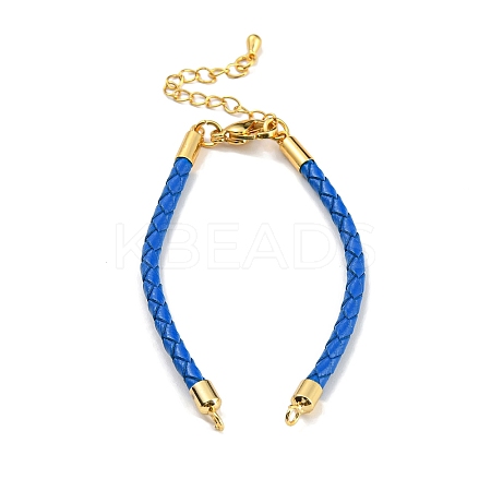 Leather Braided Cord Link Bracelets MAK-K022-01G-14-1