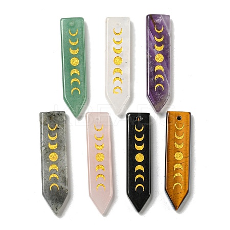 Natural Mixed Stone Moon Phase Pendants G-C145-01-1