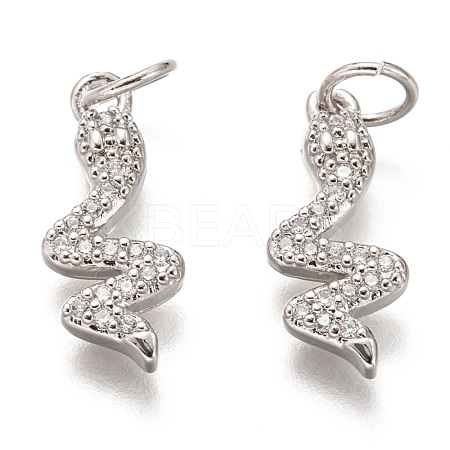 Brass Micro Pave Clear Cubic Zirconia Pendants ZIRC-C020-37P-1