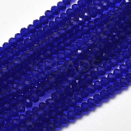 Faceted Rondelle Transparent Glass Beads Strands LS-EGLA-J134-3x2mm-B05-1