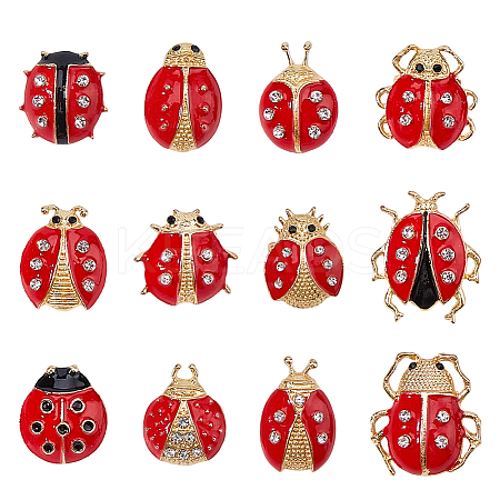 1 Bag Ladybug Enamel Pins JEWB-FH0002-56-1