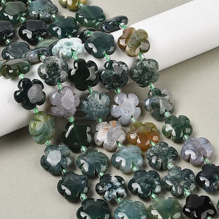 Natural Moss Agate Beads Strands G-NH0009-A01-02-1