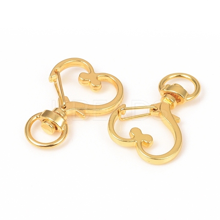 Heart Shape Zinc Alloy Swivel Lobster Clasps IFIN-WH0053-01G-1
