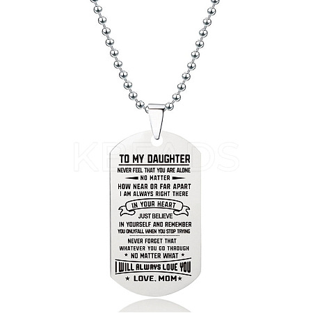 201 Stainless Steel To My Daughter Dog Tag Pendant Ball Chain Necklaces FS-WG527E6-32-1