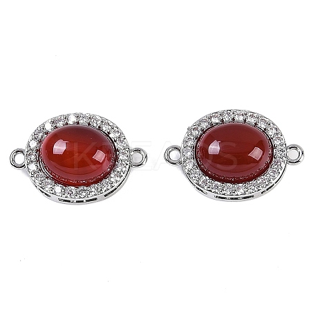 Natural Carnelian(Dyed & Heated) Oval Connector Charms KK-U043-50P-01-1