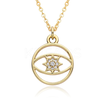 Brass Micro Pave Clear Cubic Zirconia Pendants Necklaces for Women LS-NJEW-B092-04G-1