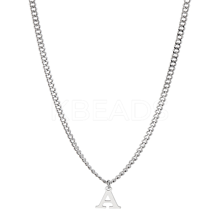 1Pc 304 Stainless Steel Letter Pendant Necklaces NJEW-LP0001-33A-P-1