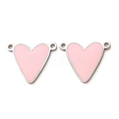 304 Stainless Steel with Pink Enamel Connector Charms SA-CBA061A-06P-1