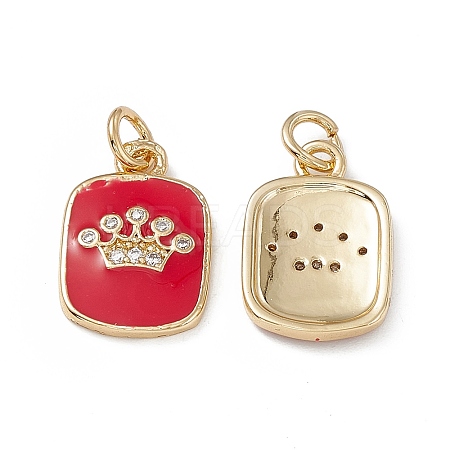 Brass Micro Pave Cubic Zirconia Enamel Pendants KK-E068-VB149-2-1