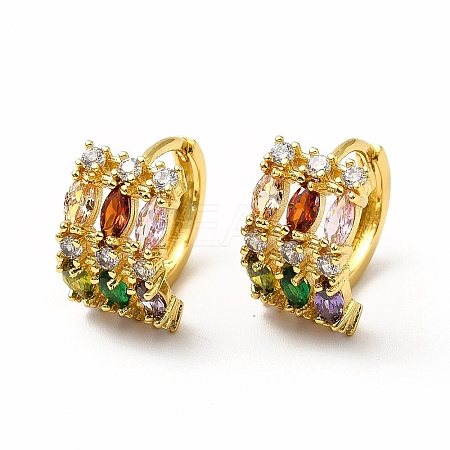 Rack Plating Brass Micro Pave Cubic Zirconia Leverback Earrings EJEW-H093-01A-G-1