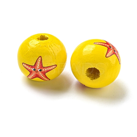 Natural Wood European Beads WOOD-S059-01N-1