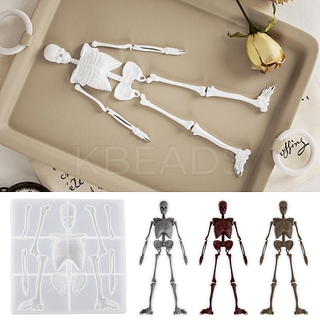 Skeleton Head and Body Skeleton Frame Silicone Mold for Halloween Series of Yu Meiren DIY Drop Glue Plaster Ornaments Grinding PW-WGBCD4B-01-1