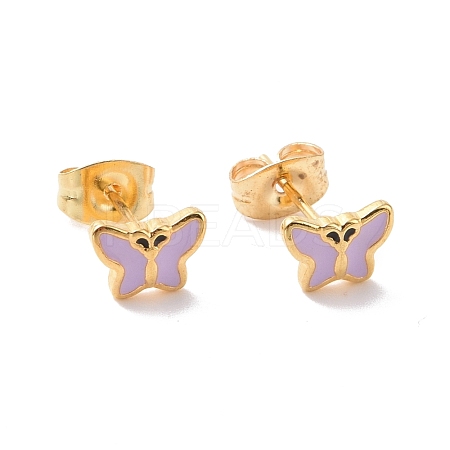 Enamel Butterfly Stud Earrings with 316L Surgical Stainless Steel Pins EJEW-P204-04G-05-1