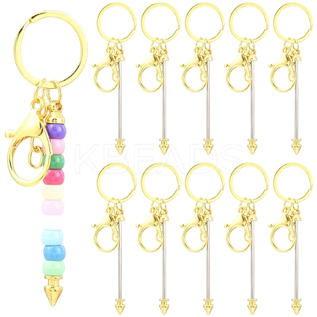 10Pcs Alloy Bar Beadable Keychain for Jewelry Making DIY Crafts KEYC-YW0001-29G-1