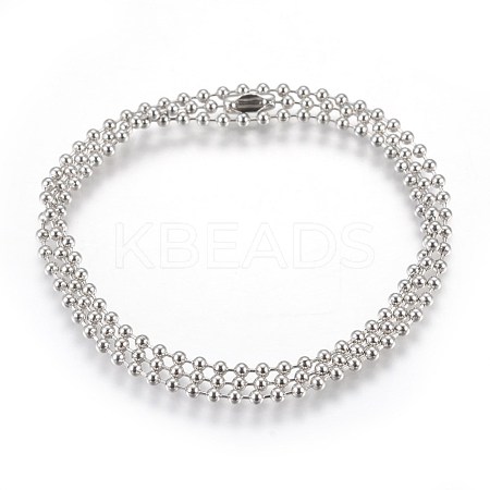 Tarnish Resistant Stainless Steel Ball Chain Necklace Making MAK-L019-01A-P-1