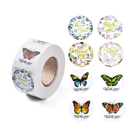 8 Patterns Butterfly Round Dot Self Adhesive Paper Stickers X-DIY-A042-13A-1