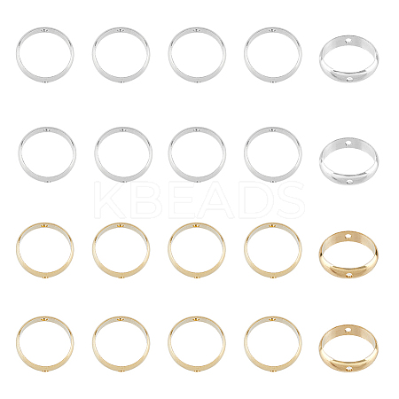 50Pcs 10 Style Brass Beads Frames KK-FH0005-11-1