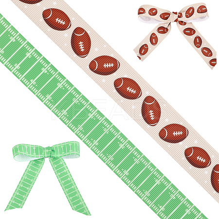 9M 2 Styles Rugby Theme Heat Transfer Polyester Grosgrain Ribbons OCOR-GF0005-05B-1