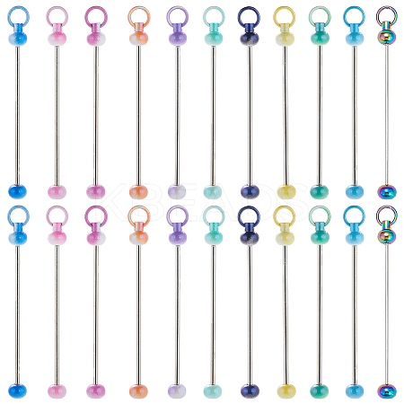 22Pcs 11 Colors Iron Bar Beadable Keychain for Jewelry Making DIY Crafts IFIN-SC0001-59-1