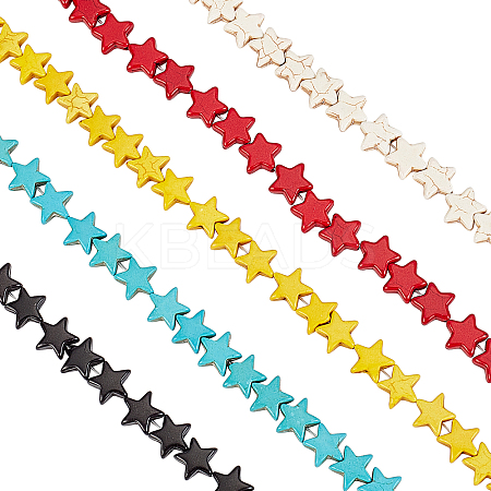 10 Strands 5 Colors Dyed Synthetic Turquoise Beads Strands G-CA0001-10-1