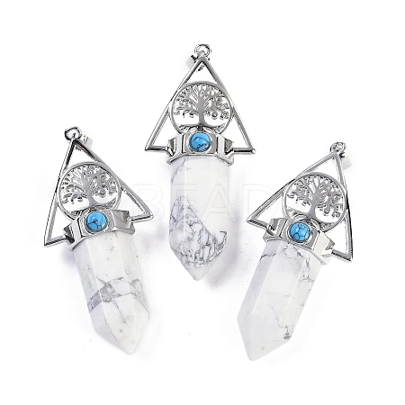 Natural Howlite Faceted Pointed Bullet Big Pendants G-H076-02P-015-1