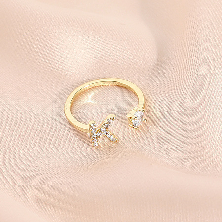 Fashionable Brass Cubic Zirconia Cuff Rings FS-WG4936F-21-1