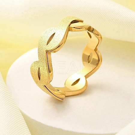 Textured Infinity 304 Stainless Steel Finger Ring for Women RJEW-L126-07B-G-1