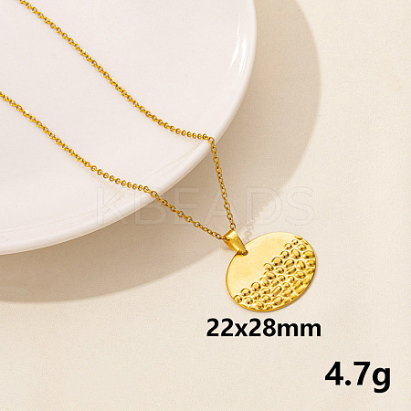 304 Stainless Steel Flat Round Pendant Necklace for Women SM6724-10-1