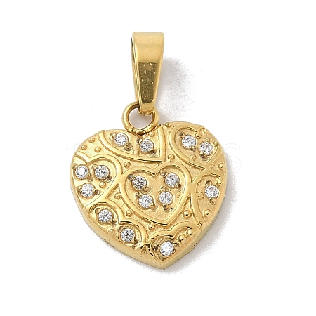 Ion Plating(IP) 304 Stainless Steel Micro Pave Cubic Zirconia Pendants STAS-Z107-04G-03-1