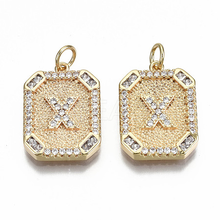 Brass Micro Pave Clear Cubic Zirconia Pendants KK-S356-234X-G-NF-1