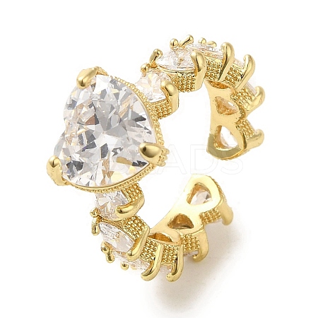 Brass Micro Pave Cubic Zirconia Rings for Women RJEW-E295-05G-02-1