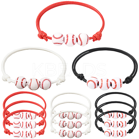 15Pcs 3 Colors Sport Theme Acrylic Beaded Bracelets for Men Women BJEW-SP0001-23-1