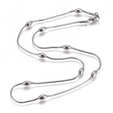 Non-Tarnish 304 Stainless Steel Herringbone Chain Necklaces LS-NJEW-F261-19P-1