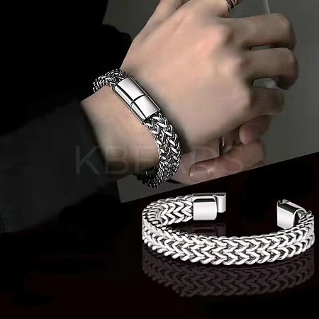 Punk Style 304 Stainless Steel Curb Chain Bracelets for Men WGFAED6-06-1