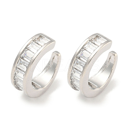 Brass Micro Pave Clear Cubic Zirconia Cuff Earrings for Women EJEW-C104-126P-1