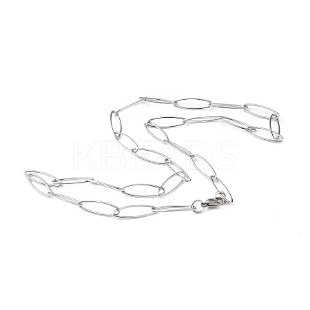 201 Stainless Steel Paperclip Chain Necklace for Men Women NJEW-I122-12B-P-1