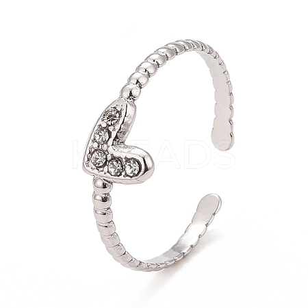 Crystal Rhinestone Heart Open Cuff Ring LS-RJEW-C025-39P-1
