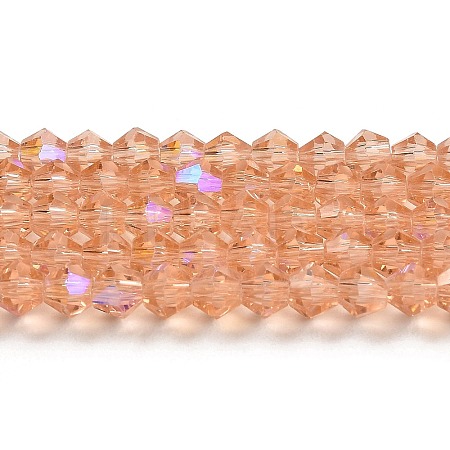 Transparent Electroplate Glass Beads Strands GLAA-F029-4mm-D15-1